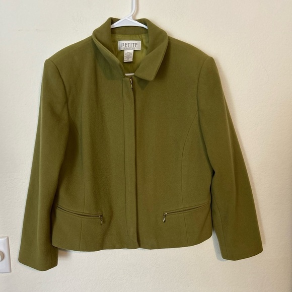 Vintage Petite Sophisticate Green 8"% Wool Blazer Jacket 14 - Picture 1 of 6